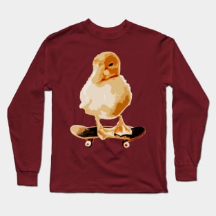 Cute Duck Doing Funny Skateboarding Tricks on Skateboard Funny Skater of the Year Long Sleeve T-Shirt